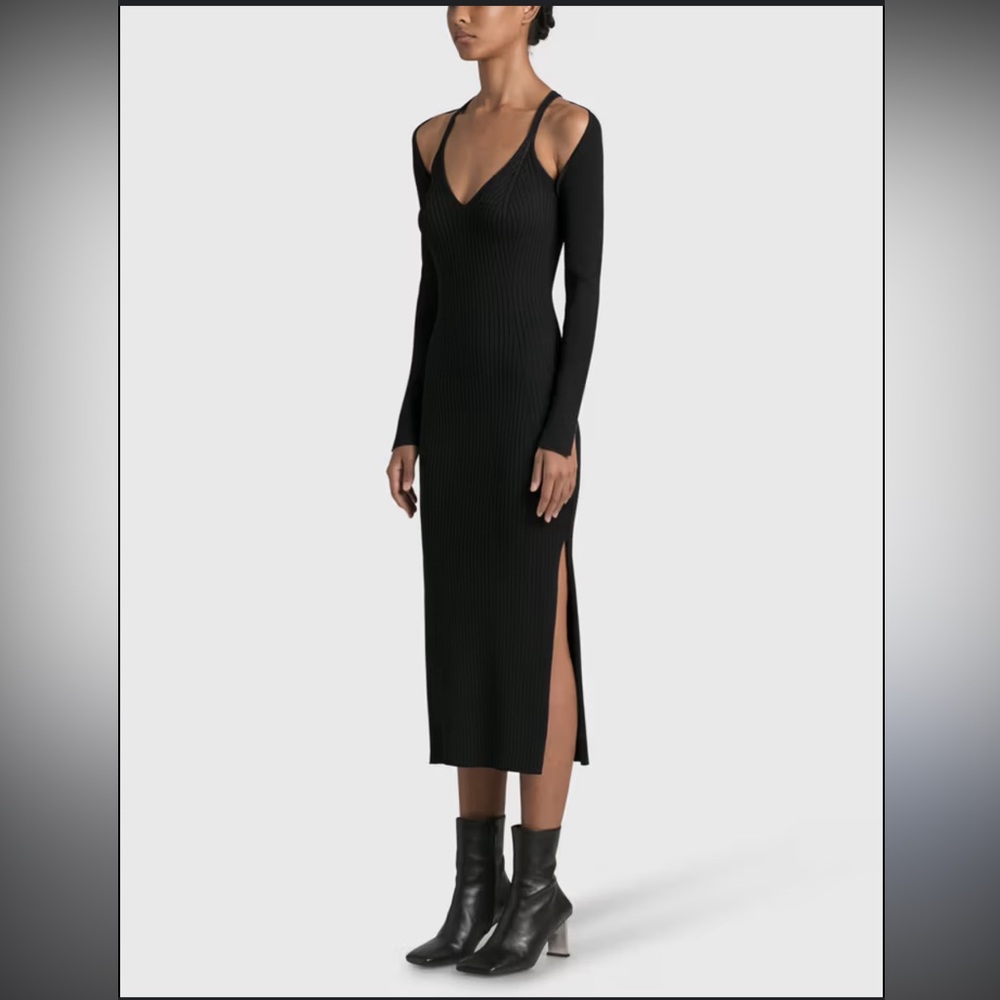 Jonathan Simkhai Black Ribbed Knit Dress